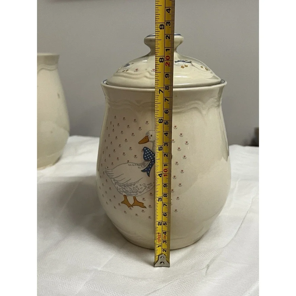 Vtg Tienshan Aunt Rhody Goose Canister Set 4 Country Cottagecore Farmhouse